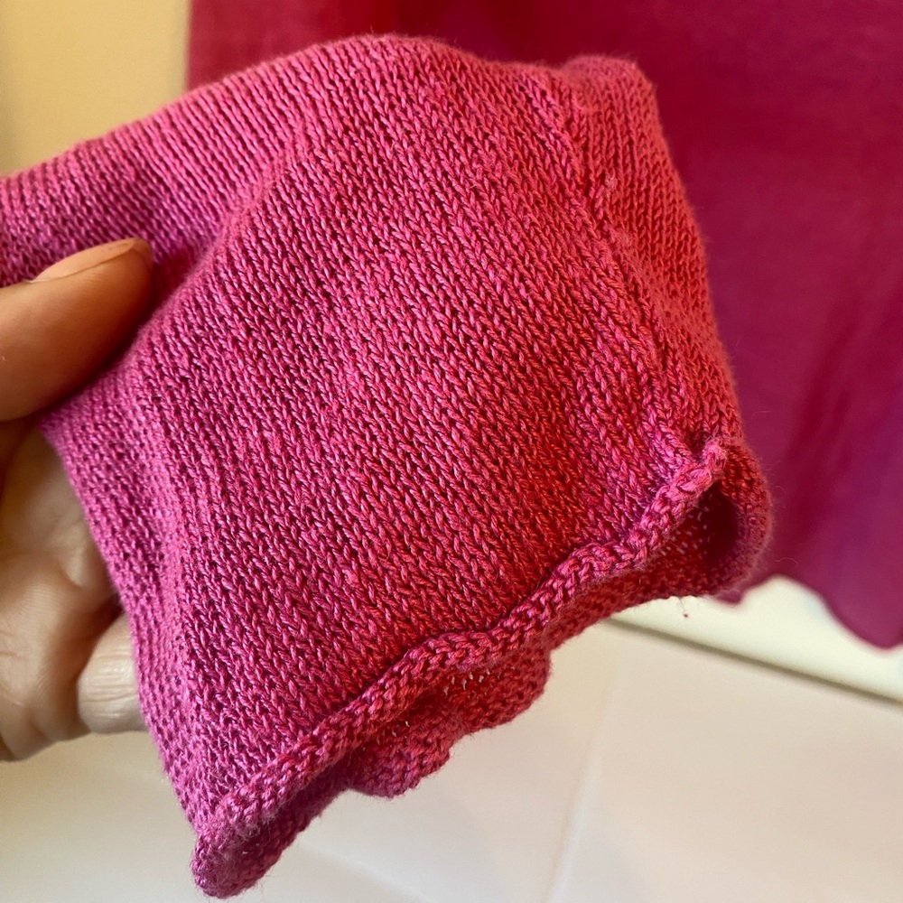 Eileen Fisher Sz L Hot Pink Round Neck 100% Linen Knit Sweater Top - Picture 9 of 9